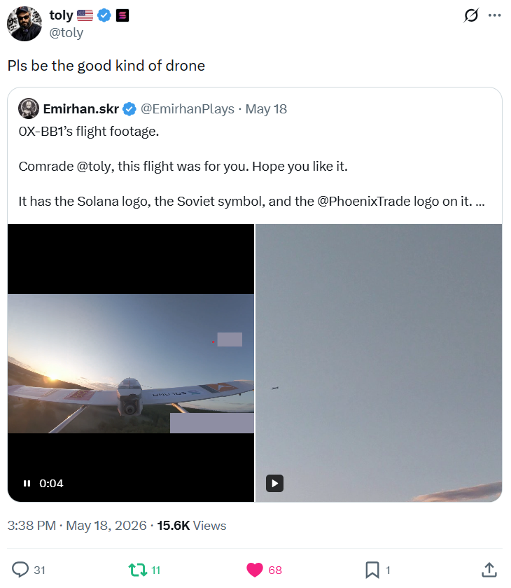 Anatoly Yakovenko on X: Pls be the good kind of drone